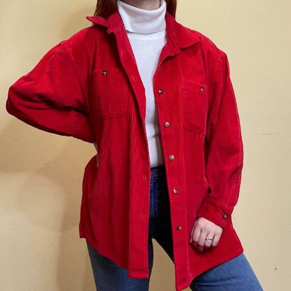 Vintage Red Button Down Shirt for Women